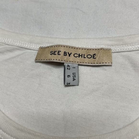 See by Chloe Banana Graphic Print T-Shirt White Yellow Women's 6 Vintage Y2K - Picture 3 of 15